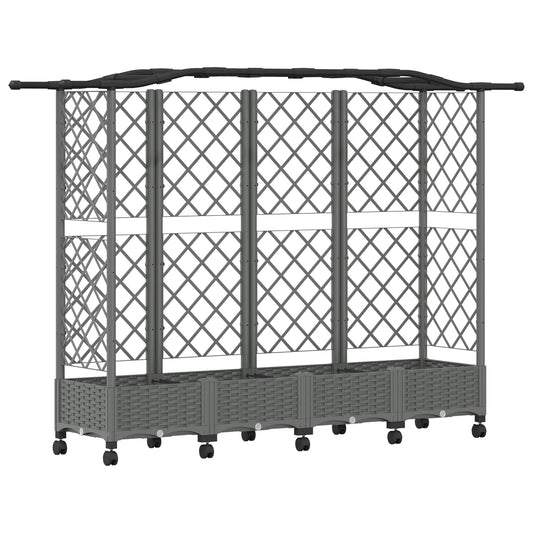 vidaXL Raised Bed with Trellis and Roof Light Grey 203.5 x 40 x 129 cm