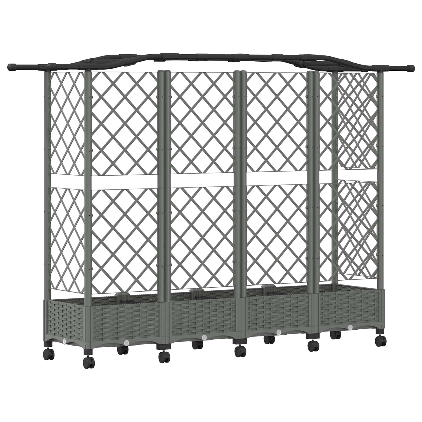 vidaXL Raised Bed with Trellis and Roof Light Grey 203.5 x 40 x 129 cm