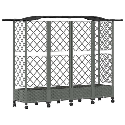 vidaXL Raised Bed with Trellis and Roof Light Grey 203.5 x 40 x 129 cm