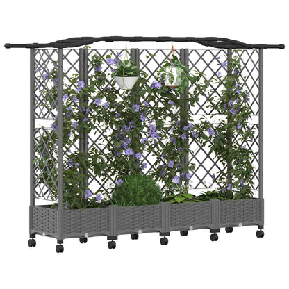 vidaXL Raised Bed with Trellis and Roof Light Grey 203.5 x 40 x 129 cm