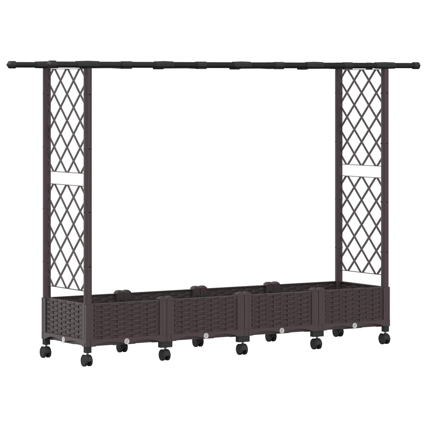 vidaXL Raised Bed with Trellis and Roof Brown 203 x 40 x 127 cm PP