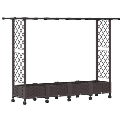 vidaXL Raised Bed with Trellis and Roof Brown 203 x 40 x 127 cm PP