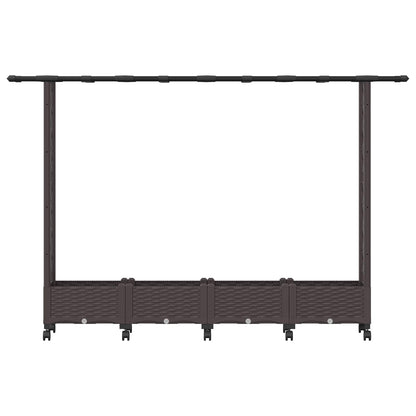 vidaXL Raised Bed with Trellis and Roof Brown 203 x 40 x 127 cm PP