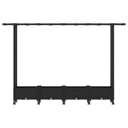 vidaXL Raised Bed with Trellis and Roof Black 203 x 40 x 127 cm PP