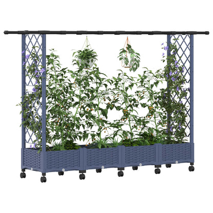 vidaXL Raised Bed with Trellis and Roof Grey 203 x 40 x 127 cm PP