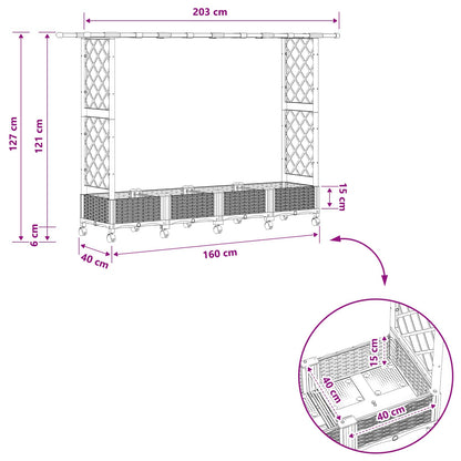 vidaXL Raised Bed with Trellis and Roof Grey 203 x 40 x 127 cm PP