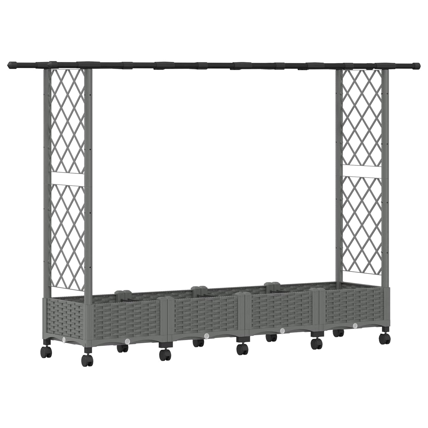 vidaXL Raised Bed with Trellis and Roof Light Grey 203 x 40 x 127 cm