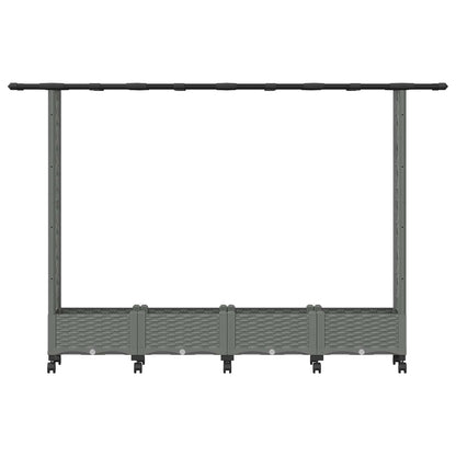 vidaXL Raised Bed with Trellis and Roof Light Grey 203 x 40 x 127 cm