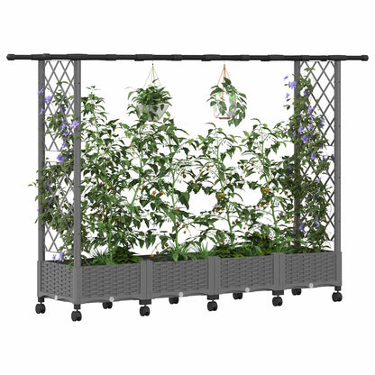 vidaXL Raised Bed with Trellis and Roof Light Grey 203 x 40 x 127 cm