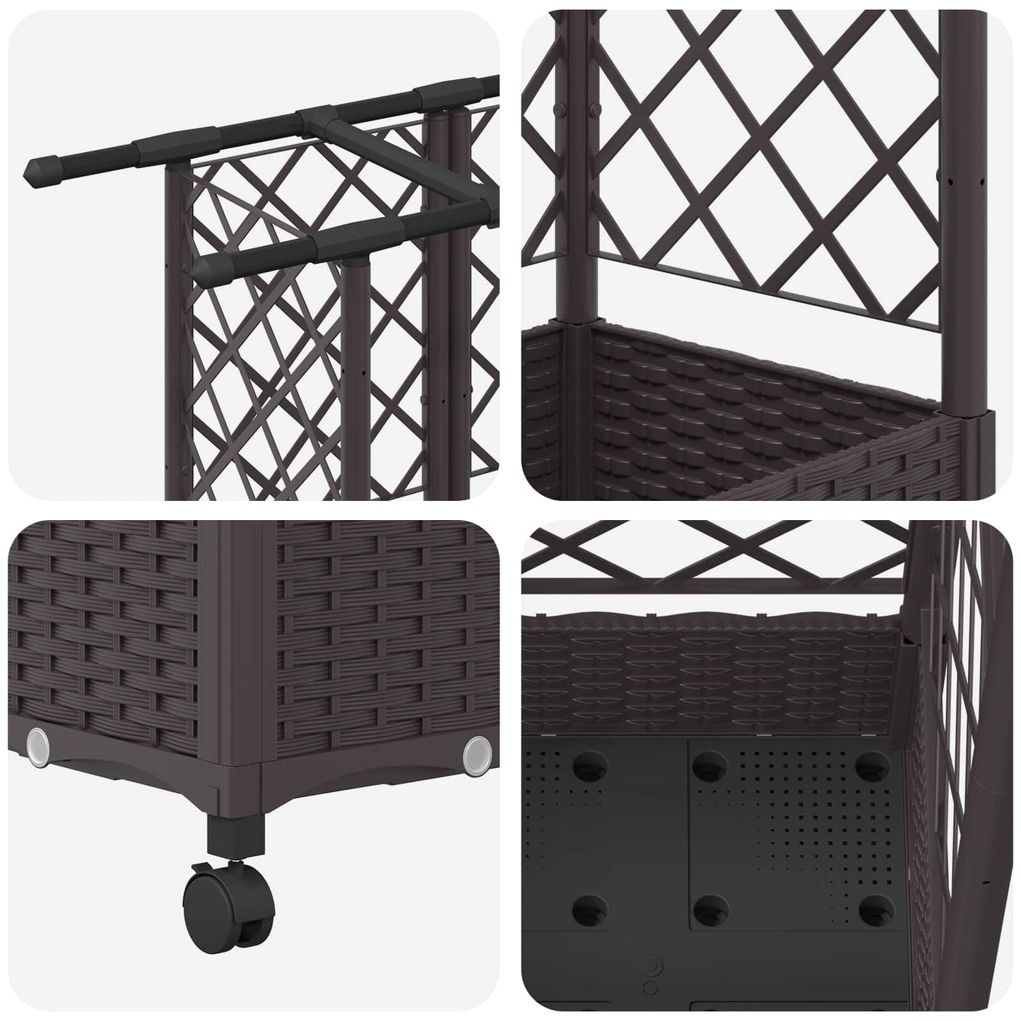 vidaXL Raised Bed with Trellis and Roof Brown 202.5 x 40 x 127 cm PP