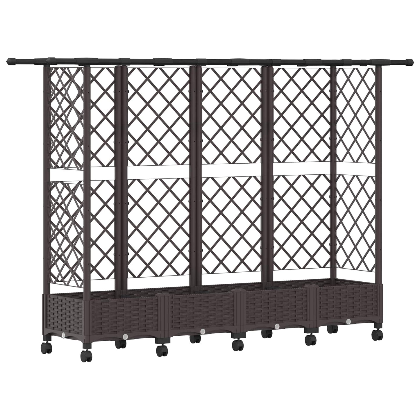 vidaXL Raised Bed with Trellis and Roof Brown 202.5 x 40 x 127 cm PP