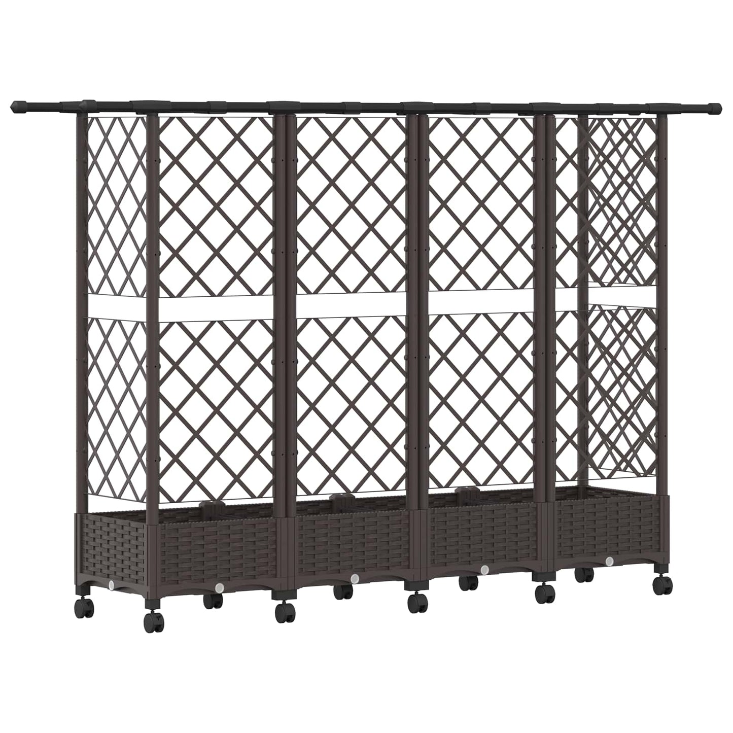 vidaXL Raised Bed with Trellis and Roof Brown 202.5 x 40 x 127 cm PP