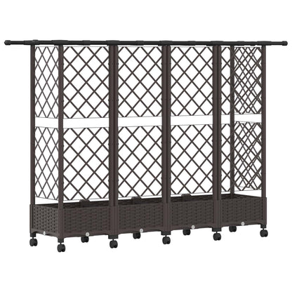 vidaXL Raised Bed with Trellis and Roof Brown 202.5 x 40 x 127 cm PP
