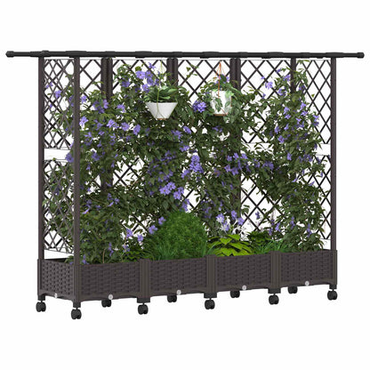 vidaXL Raised Bed with Trellis and Roof Brown 202.5 x 40 x 127 cm PP