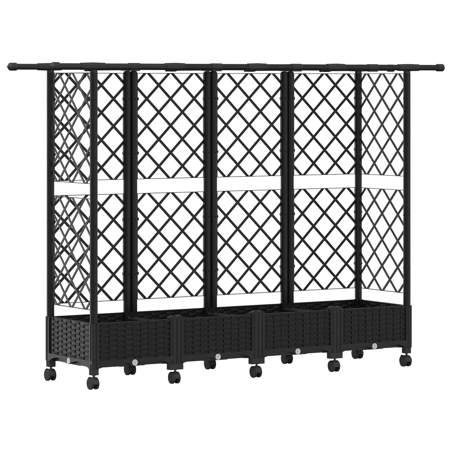 vidaXL Raised Bed with Trellis and Roof Black 202.5 x 40 x 127 cm PP