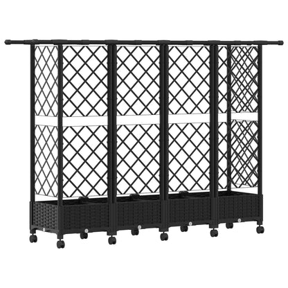 vidaXL Raised Bed with Trellis and Roof Black 202.5 x 40 x 127 cm PP
