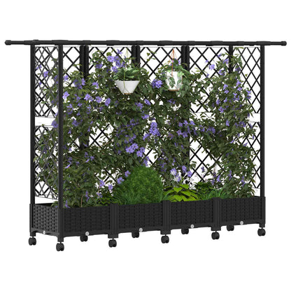 vidaXL Raised Bed with Trellis and Roof Black 202.5 x 40 x 127 cm PP