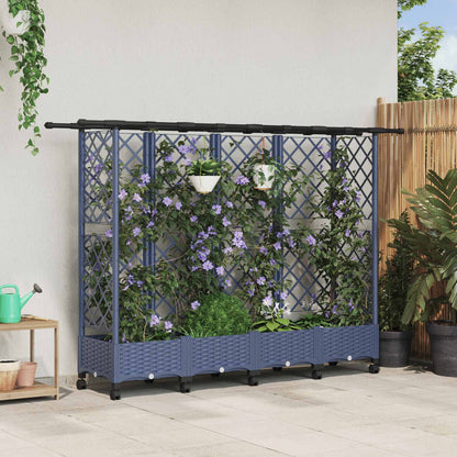 vidaXL Raised Bed with Trellis and Roof Grey 202.5 x 40 x 127 cm PP