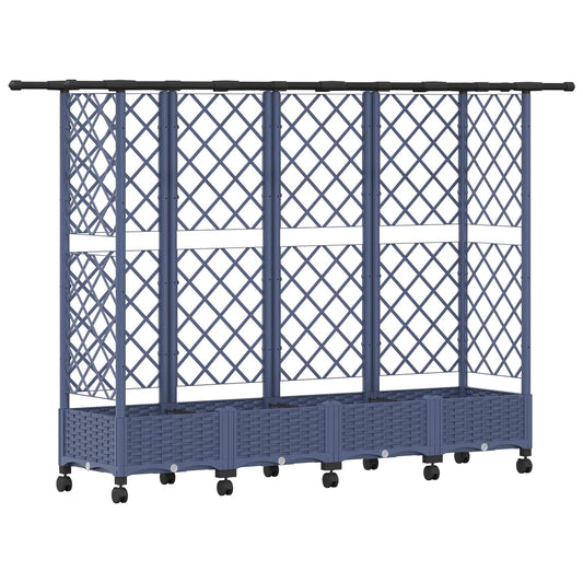 vidaXL Raised Bed with Trellis and Roof Grey 202.5 x 40 x 127 cm PP