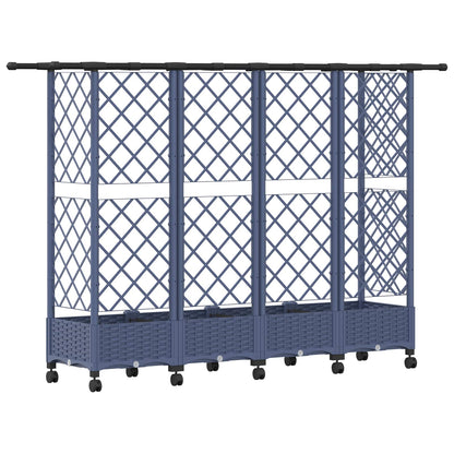 vidaXL Raised Bed with Trellis and Roof Grey 202.5 x 40 x 127 cm PP