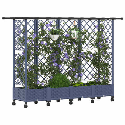 vidaXL Raised Bed with Trellis and Roof Grey 202.5 x 40 x 127 cm PP