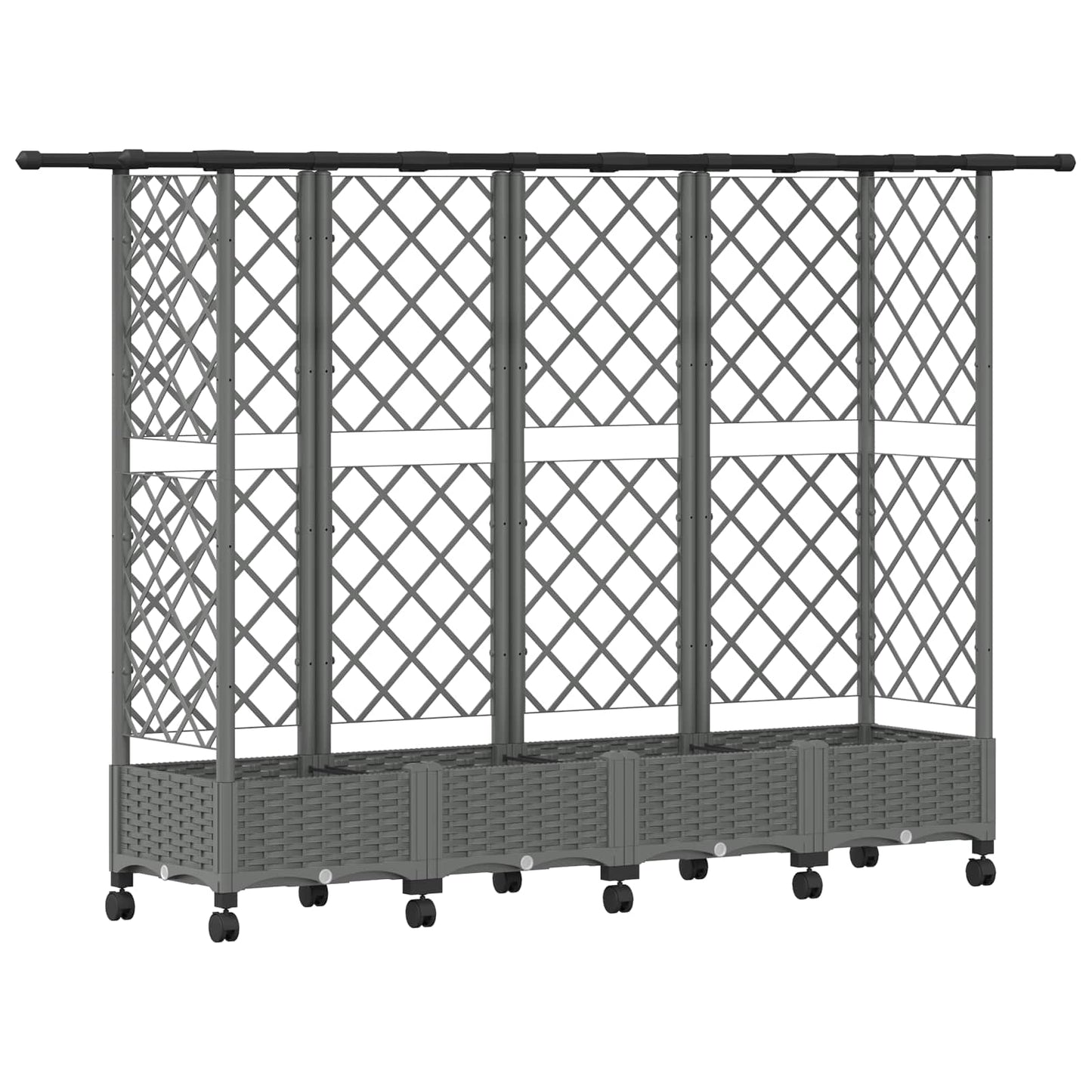 vidaXL Raised Bed with Trellis and Roof Light Grey 202.5 x 40 x 127 cm
