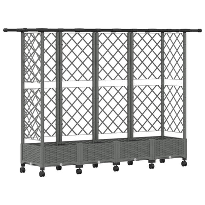 vidaXL Raised Bed with Trellis and Roof Light Grey 202.5 x 40 x 127 cm