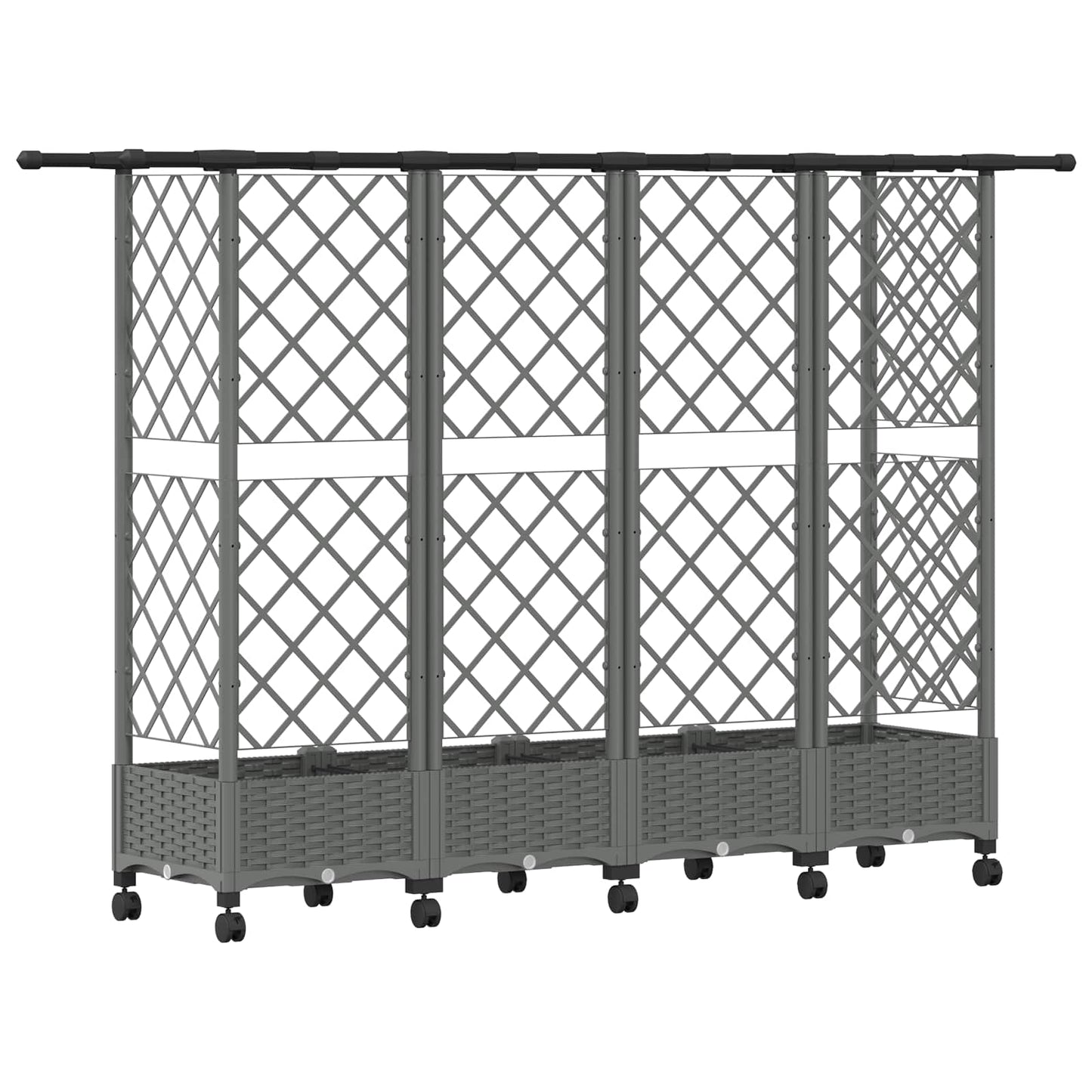 vidaXL Raised Bed with Trellis and Roof Light Grey 202.5 x 40 x 127 cm