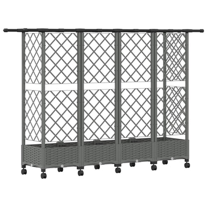vidaXL Raised Bed with Trellis and Roof Light Grey 202.5 x 40 x 127 cm
