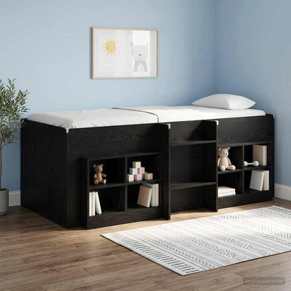 vidaXL Kids'High Bed Frame Black Oak 203 x 101.1 x 68.5 cm