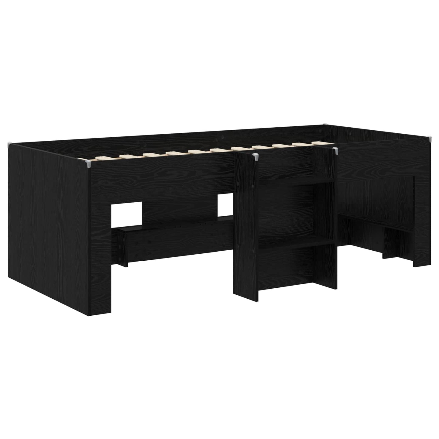 vidaXL Kids'High Bed Frame 2 pcs Black Oak 203 x 101.1 x 68.5 cm