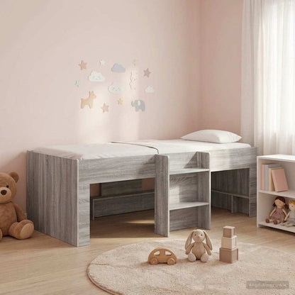 vidaXL Kids'High Bed Frame Grey Sonoma 203 x 101.1 x 68.5 cm