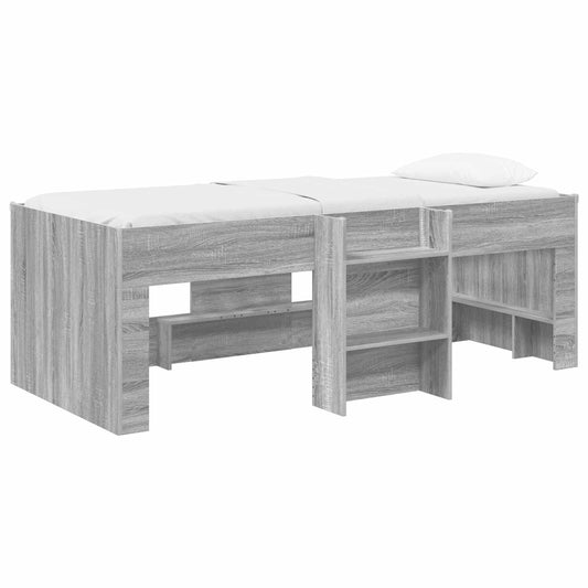 vidaXL Kids'High Bed Frame Grey Sonoma 203 x 101.1 x 68.5 cm