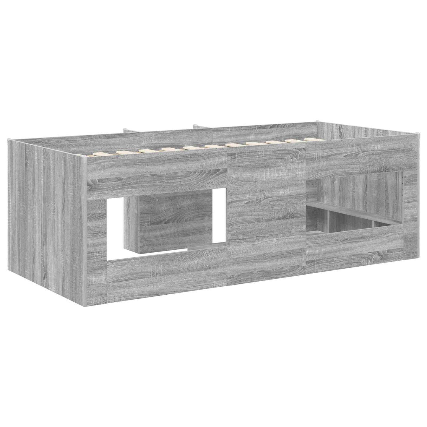 vidaXL Kids'High Bed Frame Grey Sonoma 203 x 101.1 x 68.5 cm