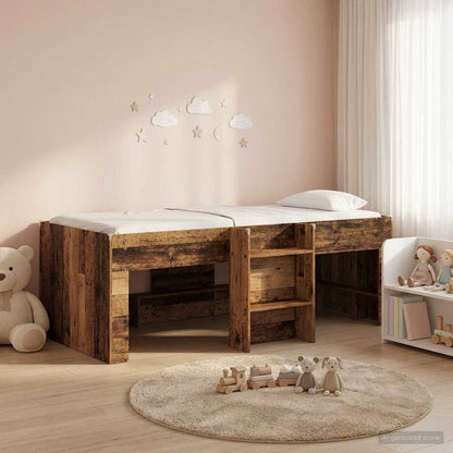 vidaXL Kids'High Bed Frame Old Wood 203 x 101.1 x 68.5 cm