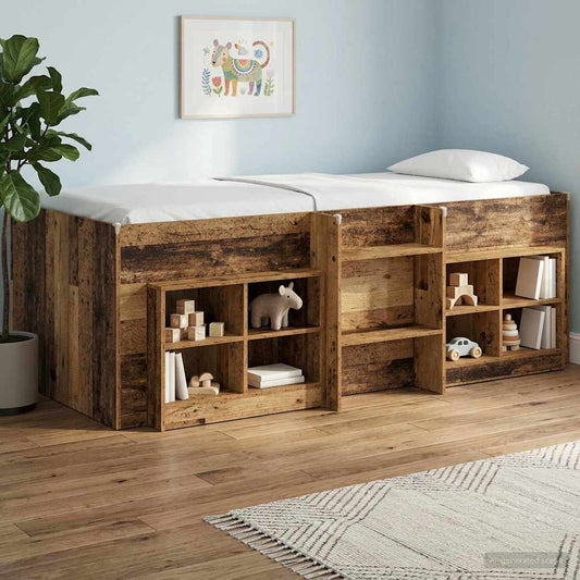 vidaXL Kids'High Bed Frame Old Wood 203 x 101.1 x 68.5 cm