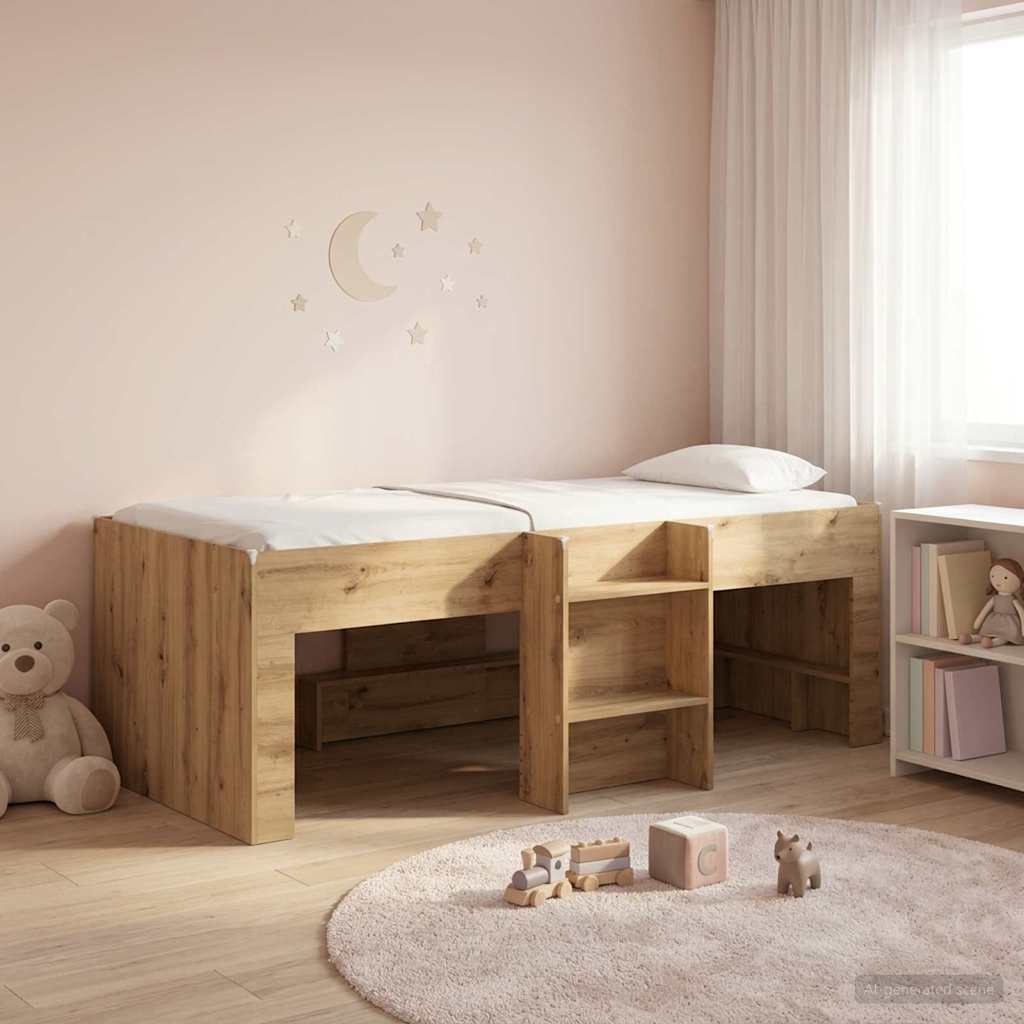 vidaXL Kids'High Bed Frame Artisian Oak 203 x 101.1 x 68.5 cm