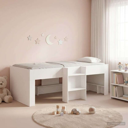 vidaXL Kids'High Bed Frame 2 pcs White 90 x 200 cm Engineered Wood