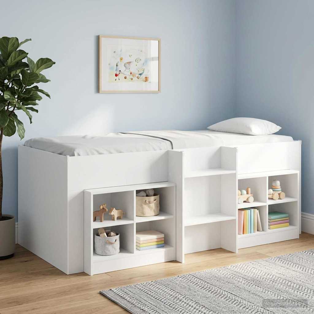 vidaXL Kids'High Bed Frame White 90 x 200 cm Engineered Wood