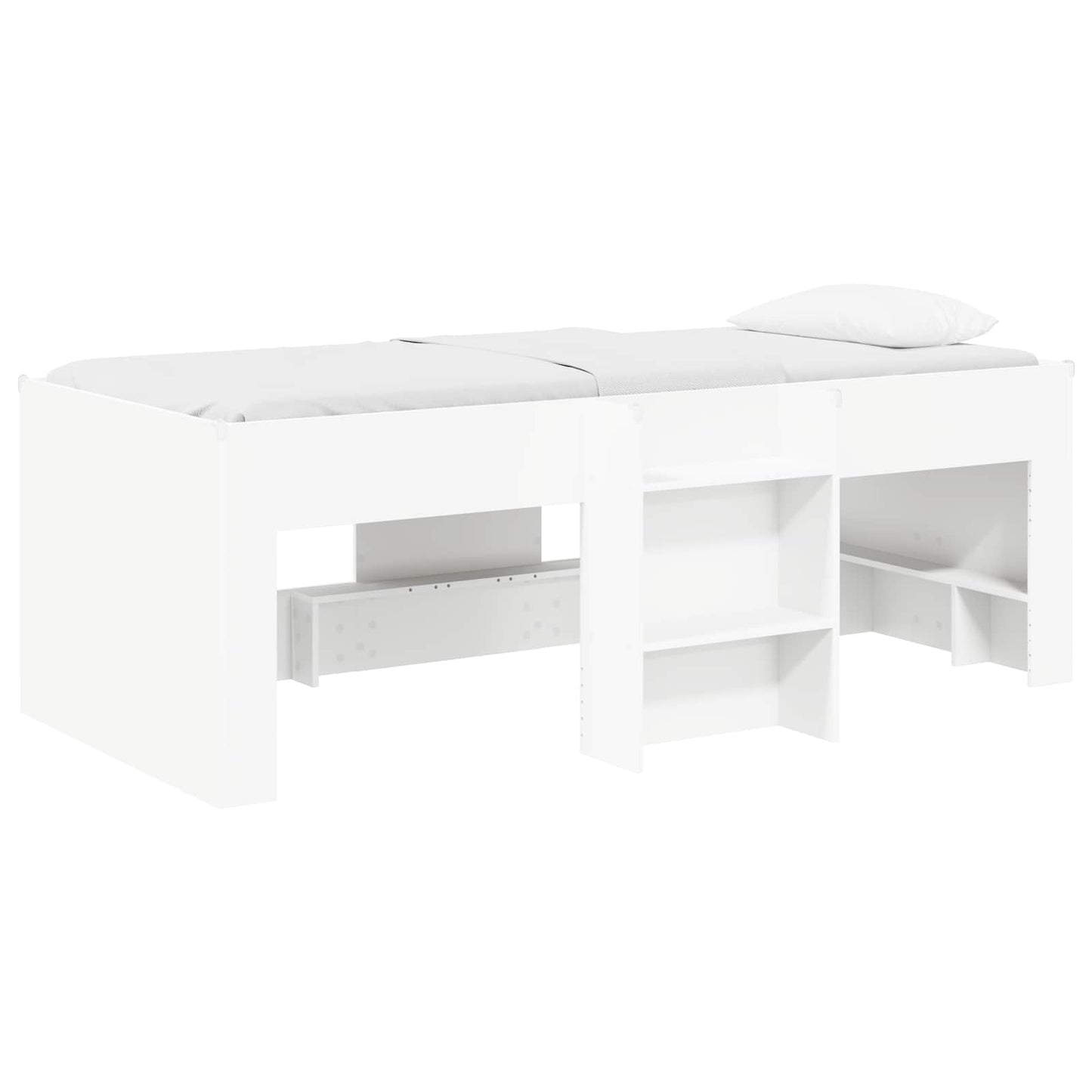 vidaXL Kids'High Bed Frame 2 pcs White 90 x 200 cm Engineered Wood