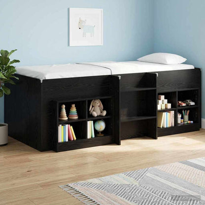 vidaXL Kids'High Bed Frame Black Oak 90 x 200 cm Engineered Wood