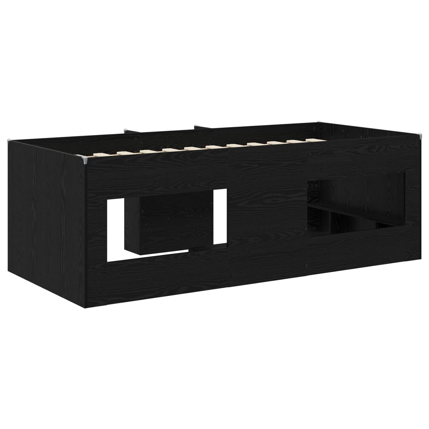 vidaXL Kids'High Bed Frame 2 pcs Black Oak 90 x 200 cm