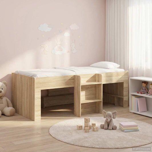 vidaXL Kids'High Bed Frame Sonoma Oak 90 x 200 cm Engineered Wood
