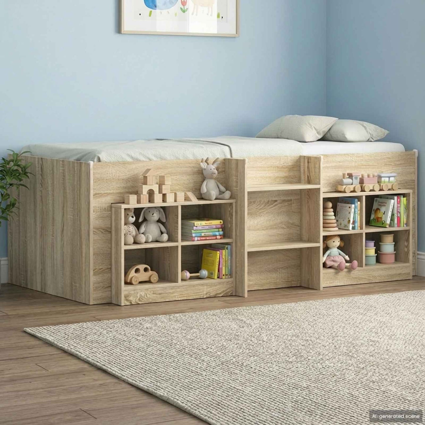 vidaXL Kids'High Bed Frame Sonoma Oak 90 x 200 cm Engineered Wood