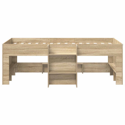 vidaXL Kids'High Bed Frame Sonoma Oak 90 x 200 cm Engineered Wood