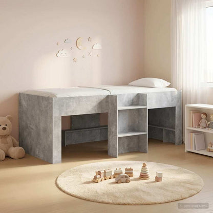 vidaXL Kids'High Bed Frame Concrete Grey 90 x 200 cm Engineered Wood