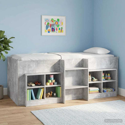 vidaXL Kids'High Bed Frame Concrete Grey 90 x 200 cm Engineered Wood