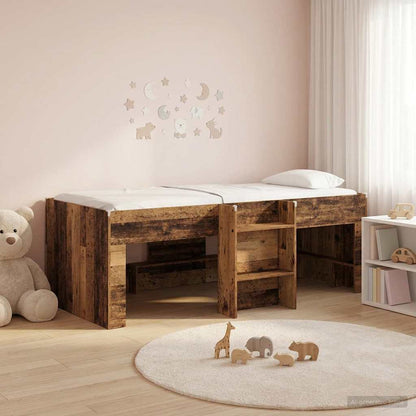 vidaXL Kids'High Bed Frame 2 pcs Old wood 90 x 200 cm Engineered Wood