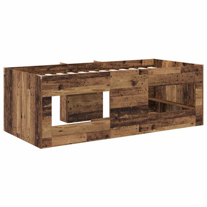 vidaXL Kids'High Bed Frame 2 pcs Old wood 90 x 200 cm Engineered Wood