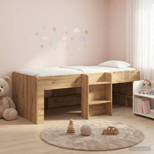 vidaXL Kids'High Bed Frame Artisan Oak 90 x 200 cm Engineered Wood